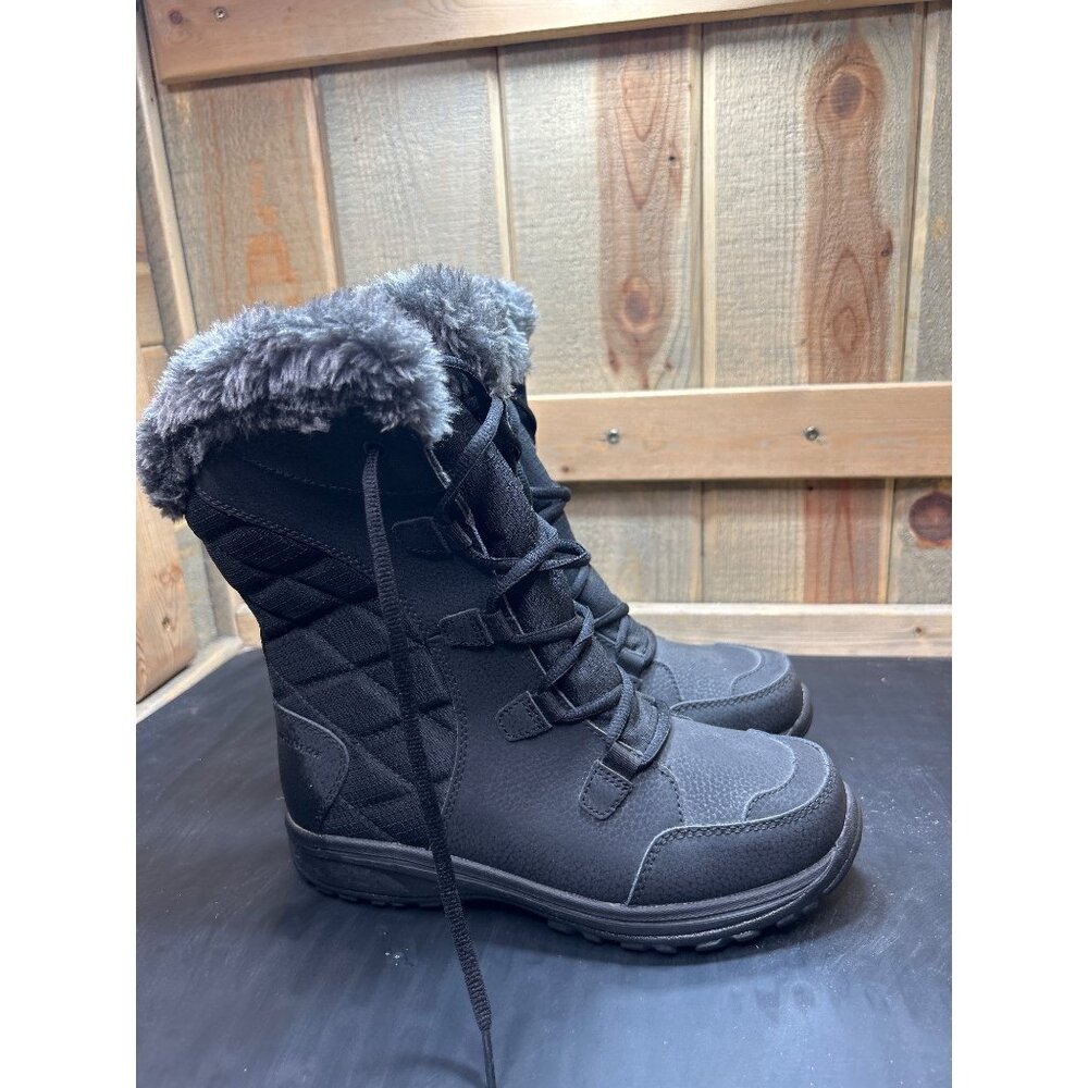 Columbia Womens Black Winter Boots Faux Fur Lined 200g Insulation Size 7